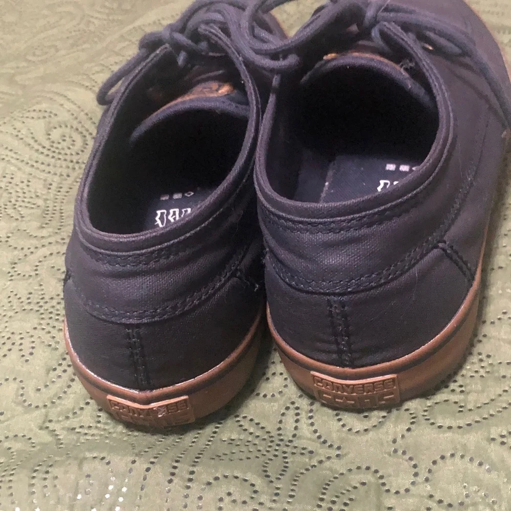 Converse Men's Dark Navy Canvas Boat Shoes with Brown Trim